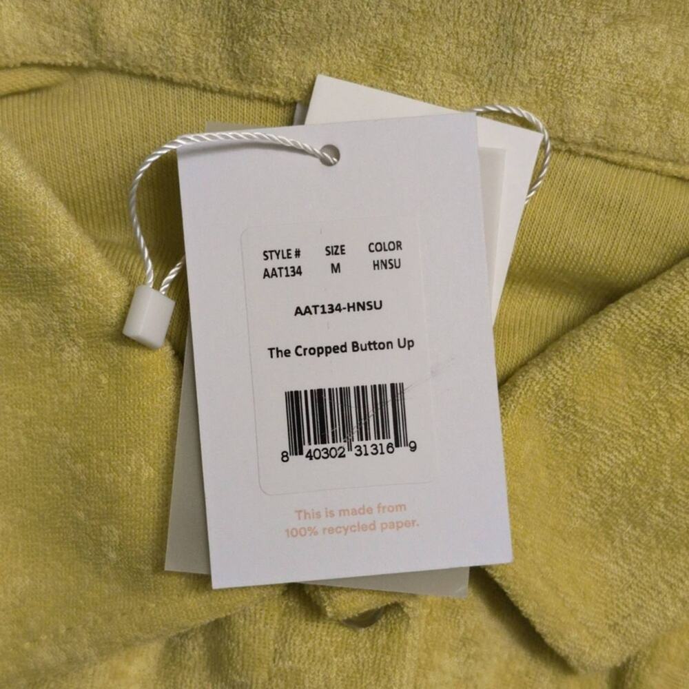 NWT Andie Cropped Button Up Honeysuckle Yellow Terry Resort Beach Shirt M - Picture 7 of 8
